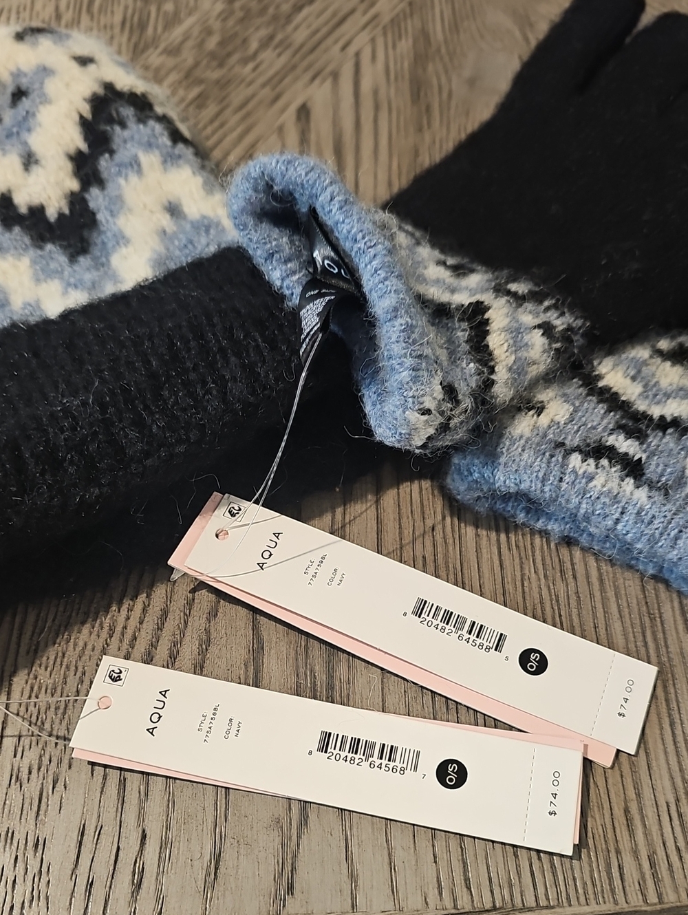 Aqua Wool Blend Fair Isle Hat And Gloves Winter Set NWT $148 - Picture 6 of 8